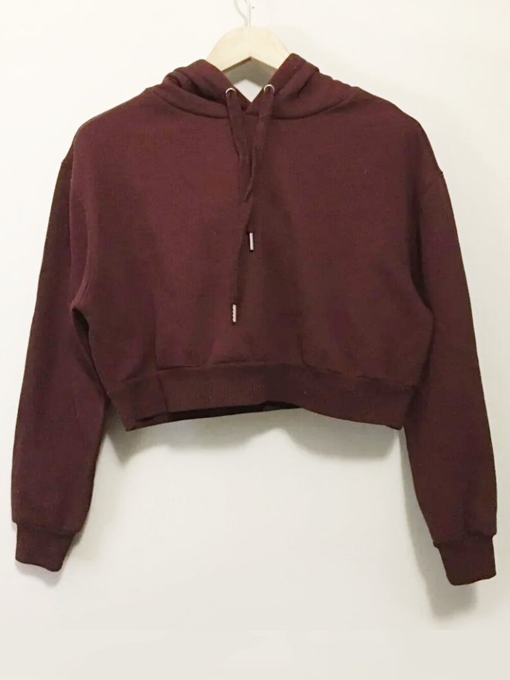 Bluenotes Soft Burgundy Cropped Pullover Hoodie Size